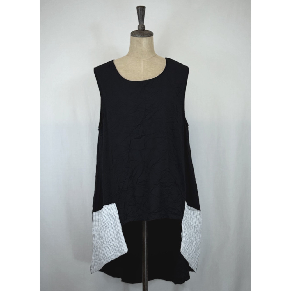 NWT Ever Sassy #63141 Black Sleeveless Fun Pockets BOUTIQUE Tunic #0257 S